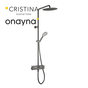 Colonne de douche porte savon  omega chromé noir brossé - CRISTINA ONDYNA OG48775 