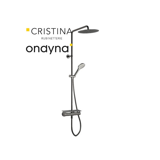 Colonne de douche porte savon  omega chromé noir brossé - CRISTINA ONDYNA OG48775 
