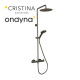 Colonne de douche thermo pomme rond 25 chrome noir brosse - CRISTINA ONDYNA OG48875