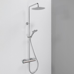 Colonne de douche thermostatique pomme rond 25 metal brosse - CRISTINA ONDYNA OG48877 