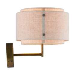 Takai Væg E27 Bruneret Messing Beige Skærm - NORDLUX 2320421018 