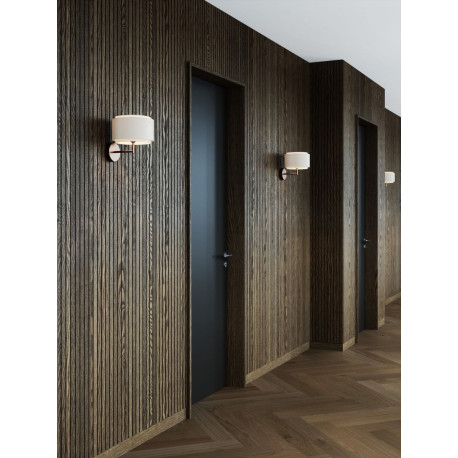 Takai Væg E27 Bruneret Messing Beige Skærm - NORDLUX 2320421018 