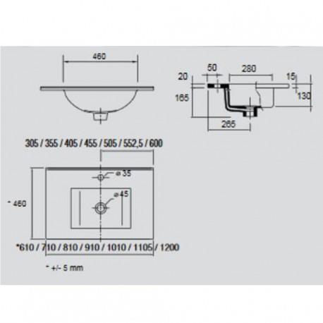 Vasque IBERIA 610 pour meuble salle de bain FUSION CHROME- SALGAR 14711 