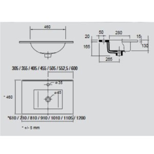 Vasque IBERIA 610 pour meuble salle de bain FUSION CHROME- SALGAR 14711 
