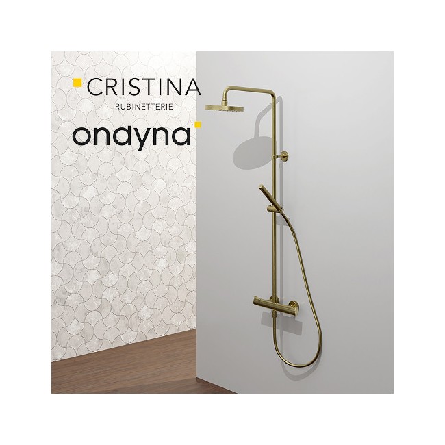 Colonne de douche thermo pomme rond 25 vieux bronze mat - CRISTINA ONDYNA OG48893 