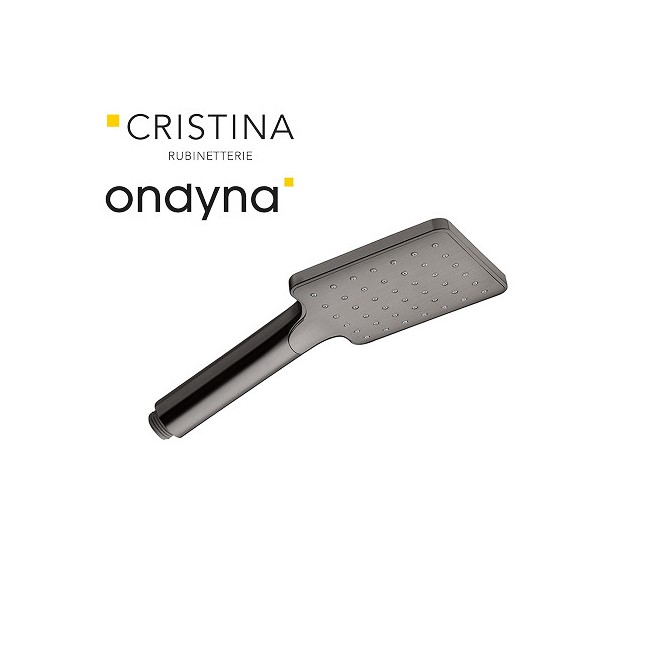 Douchette monojet carree chrome noir brosse - CRISTINA ONDYNA PD18575 