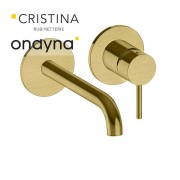 Lavabo mitigeur mural phi avec rosaces bec 185 mm or brosse - CRISTINA ONDYNA PH25796P 