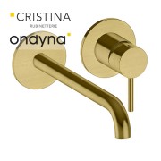 Lavabo mitigeur mural phi avec rosaces bec 225 mm or brosse - CRISTINA ONDYNA PH25996P 