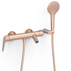 Mitigeur mural pour baignoire et douche Or Rose Mat 24K - TRES 28117001OPM 