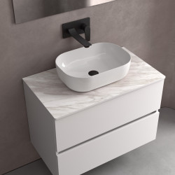 Vasque À Poser Carla Sans Siphon Ni Bonde De Vidage Clic-Clac Porcelaine Blanche Diam. 360 X 105 Mm - SALGAR 103343 