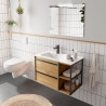 Meuble Salle De Bain Attila 850 2 Tiroirs Coquette Réversible Chêne Africain + Vasque - SALGAR 104821