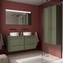 Meuble Salle De Bain Attila 1200 4 Tiroirs Green Satin Plan De Toilette - SALGAR 104975 