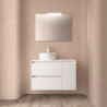 Meuble Salle De Bain Noja 850 2 Tiroirs Et 1 Porte Droite White Satin Plan De Toilette - SALGAR 105481