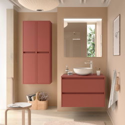 Meuble Salle De Bain Noja 1000 2 Tiroirs Red Satin Plan De Toilette - SALGAR 105512 