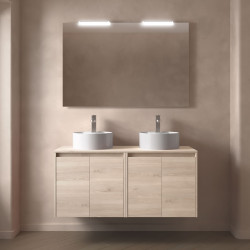 Meuble Salle De Bain Noja 1200 4 Portes Chêne Naturel Plan De Toilette - SALGAR 105567 