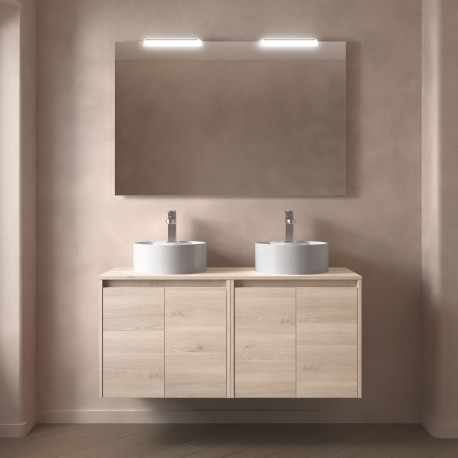 Meuble Salle De Bain Noja 1200 4 Portes Chêne Naturel Plan De Toilette - SALGAR 105567 