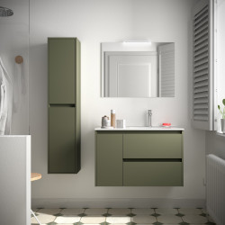 Meuble Salle De Bain Noja 850 2 Tiroirs Et 1 Porte Gauche Green Satin Vasque - SALGAR 106146 