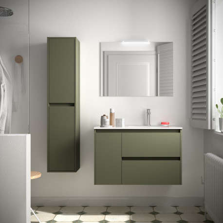 Meuble Salle De Bain Noja 850 2 Tiroirs Et 1 Porte Gauche Green Satin Vasque - SALGAR 106146 