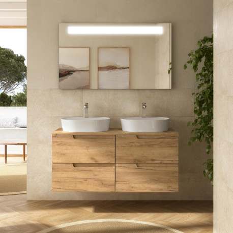 Meuble Salle De Bain Vima 1200 Chêne Africain + Plan De Toilette - SALGAR 111813 