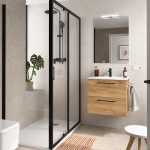 Ensemble Salle De Bains Silane 60 2 Tiroirs Chêne Africain - SALGAR 113584 