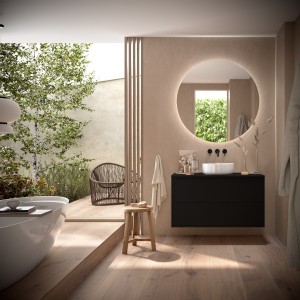 Meuble Salle De Bain Optimus 1000 Black Satin Plan De Toilette - SALGAR 104652 