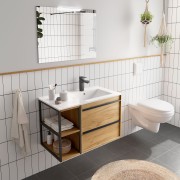 Meuble Salle De Bain Attila 850 2 Tiroirs Coquette Réversible Chêne Africain + Vasque - SALGAR 104822 