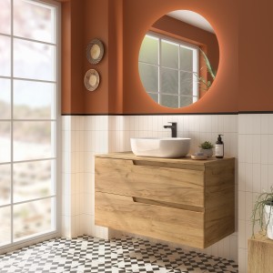 Meuble Salle De Bain Vima 1000 Chêne Africain + Plan De Toilette - SALGAR 111809 
