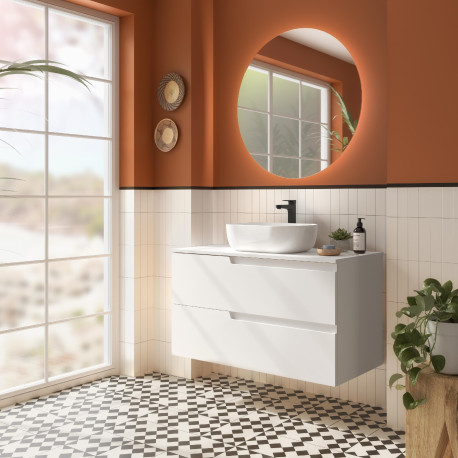 Meuble Salle De Bain Vima 1000 White Satin + Plan De Toilette - SALGAR 111810 