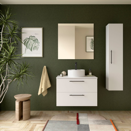 Ensemble Salle De Bains Silane 80 2 Tiroirs White Satin - SALGAR 113602 