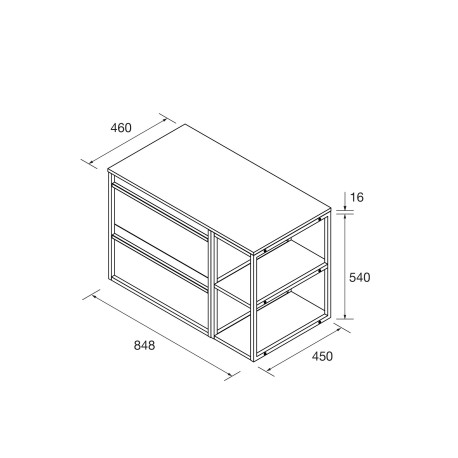 Meuble Salle De Bain Attila 850 2 Tiroirs Coquette Réversible Chêne Africain Plan De Toilette - SALGAR 104962 