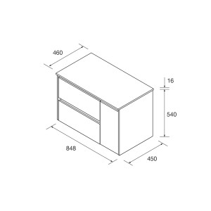 Meuble salle de bains et plan de toilette 85cm 2 tiroirs 1 porte à droite White Satin NOJA - SALGAR 105481 