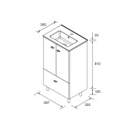 Ensemble Salle De Bains Inara 50 2 Portes 1 Tiroir White Satin - SALGAR 113719 