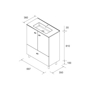 Ensemble Salle De Bains Inara 70 2 Portes 1 Tiroir Chêne Africain - SALGAR 113724 