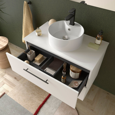 Ensemble Salle De Bains Silane 80 2 Tiroirs White Satin - SALGAR 113602 