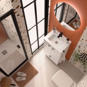 Meuble salle de bains et plan de vasque 50cm 2 portes 1 tiroir White Satin INARA  - SALGAR 113719