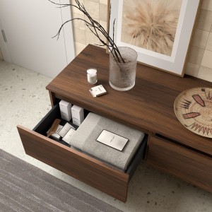 Coquette de salle de bain 100cm 1 tiroir Noyer maya Domus - SALGAR 113917