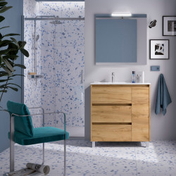 Ensemble Salle De Bain Noja 85 3 Tiroirs 1 Porte Chêne Africain - SALGAR 105644 