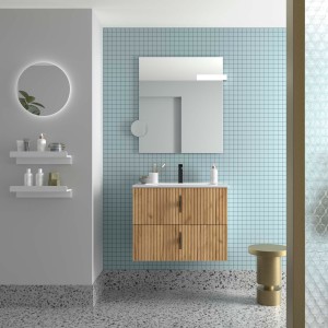 Meuble Salle De Bain Biba 700 2 Tiroirs Chêne Africain 698 X 540 X 450 Mm - SALGAR 113832 