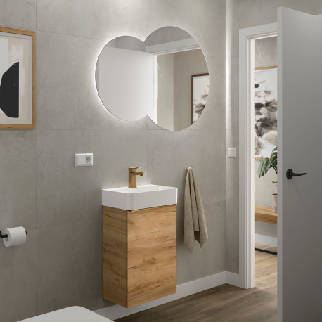 Meuble Salle De Bain Aida 440 1 Porte Avec Frein Chêne Africain 440 X 263 X 620 Mm - SALGAR 114647 