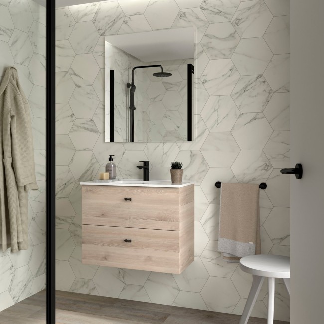 Ensemble Salle De Bains Inara 70 2 Tiroirs Chêne Naturel - SALGAR 113680 