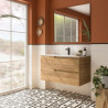 Meuble Salle De Bain + Vasque Vima 100 2 Tiroirs Chêne Africain - SALGAR 111760