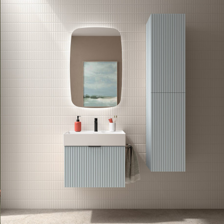 Meuble de salle de bain BIBA 600 1 tiroir et 1 tiroir intérieur Blue Fog - SALGAR 103038 