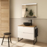 Ensemble Salle De Bains Vima 80 2 Tiroirs White Satin + Plan De Toilette Chêne Africain - SALGAR 111805 