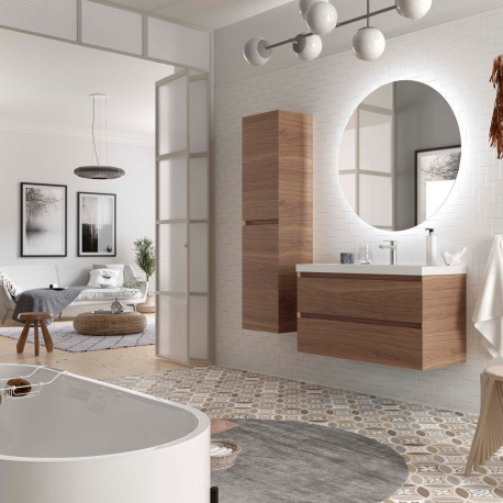 Meuble Salle De Bain Mara 1000 2 Tiroirs Avec Frein Noyer Americain 997 X 540 X 452 Mm - SALGAR 114009 