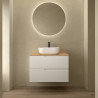Ensemble Salle De Bains Vima 80 2 Tiroirs White Satin + Plan De Toilette Chêne Africain - SALGAR 111805 