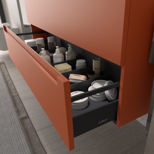 Meuble de salle de bain MONTERREY 700 2 tiroirs métalliques TERRACOTA - SALGAR 103612 