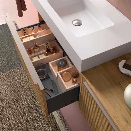 Meuble de salle de bain BIBA 900 1 tiroir CHÊNE AFRICAIN 897 x 405 x 450 mm - SALGAR 102962 