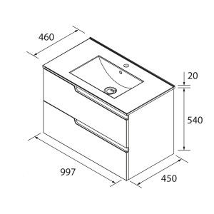 Meuble Salle De Bain + Vasque Vima 100 2 Tiroirs Chêne Africain - SALGAR 111760 