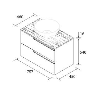 Ensemble Salle De Bains Vima 80 2 Tiroirs White Satin + Plan De Toilette Chêne Africain - SALGAR 111805 