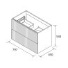 Meuble Salle De Bain Biba 800 2 Tiroirs White Cotton 798 X 540 X 450 Mm - SALGAR 113840 